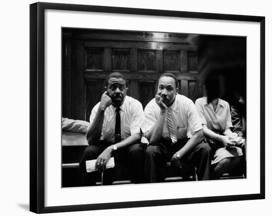 Rev. Ralph Abernathy and Rev. Martin Luther King Jr. Sitting Pensively Re Freedom Riders-Paul Schutzer-Framed Premium Photographic Print