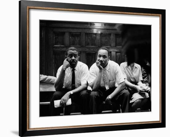 Rev. Ralph Abernathy and Rev. Martin Luther King Jr. Sitting Pensively Re Freedom Riders-Paul Schutzer-Framed Premium Photographic Print