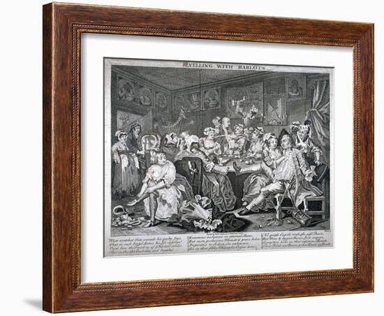 Revelling with Harlots, Plate III of a Rake's Progress, 1735-William Hogarth-Framed Giclee Print