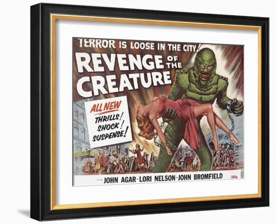 Revenge of the Creature, UK Movie Poster, 1955-null-Framed Art Print