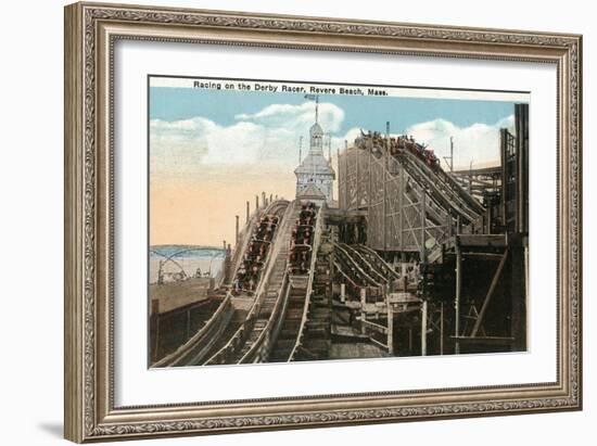 Revere Beach, Massachusetts - View of Derby Racer-Lantern Press-Framed Art Print