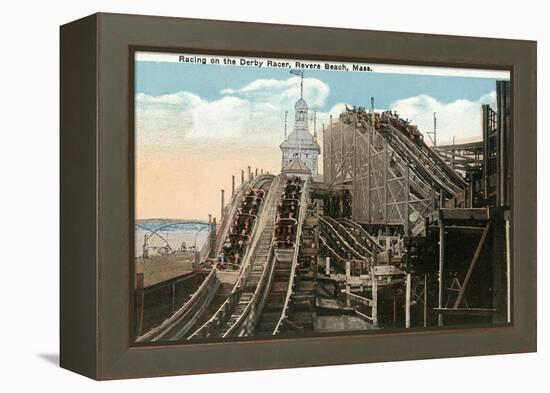 Revere Beach, Massachusetts - View of Derby Racer-Lantern Press-Framed Stretched Canvas