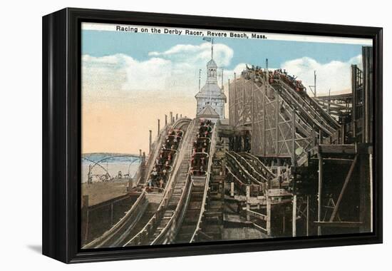 Revere Beach, Massachusetts - View of Derby Racer-Lantern Press-Framed Stretched Canvas