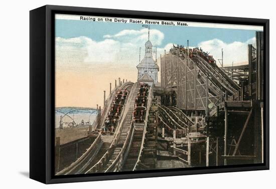 Revere Beach, Massachusetts - View of Derby Racer-Lantern Press-Framed Stretched Canvas