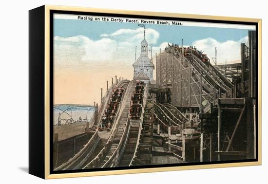 Revere Beach, Massachusetts - View of Derby Racer-Lantern Press-Framed Stretched Canvas