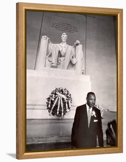 Reverend Martin Luther King Jr. at Lincoln Memorial-Paul Schutzer-Framed Premier Image Canvas