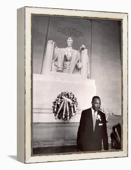 Reverend Martin Luther King Jr. at Lincoln Memorial-Paul Schutzer-Framed Premier Image Canvas