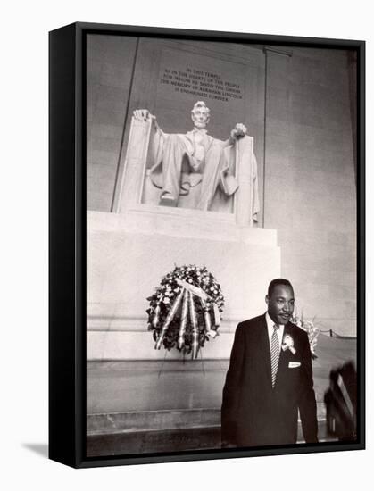 Reverend Martin Luther King Jr. at Lincoln Memorial-Paul Schutzer-Framed Premier Image Canvas