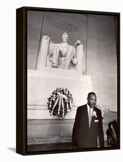 Reverend Martin Luther King Jr. at Lincoln Memorial-Paul Schutzer-Framed Premier Image Canvas