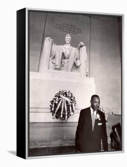 Reverend Martin Luther King Jr. at Lincoln Memorial-Paul Schutzer-Framed Premier Image Canvas