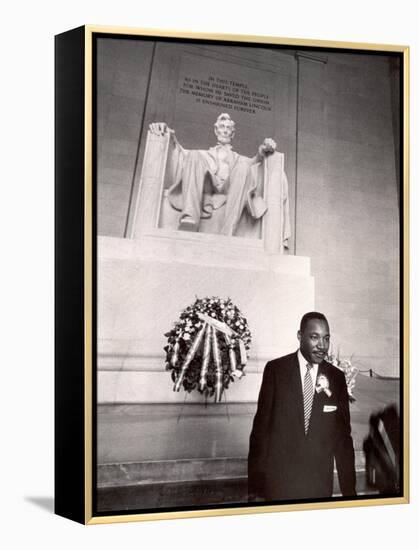 Reverend Martin Luther King Jr. at Lincoln Memorial-Paul Schutzer-Framed Premier Image Canvas