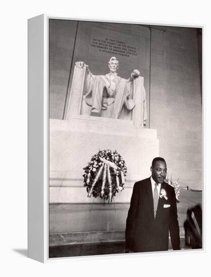 Reverend Martin Luther King Jr. at Lincoln Memorial-Paul Schutzer-Framed Premier Image Canvas