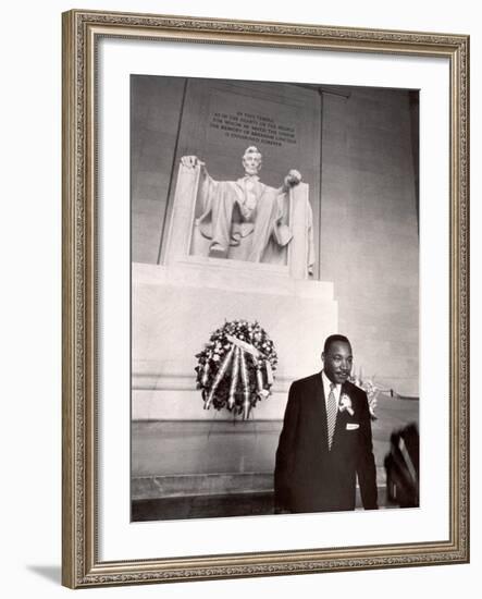 Reverend Martin Luther King Jr. at Lincoln Memorial-Paul Schutzer-Framed Premium Photographic Print