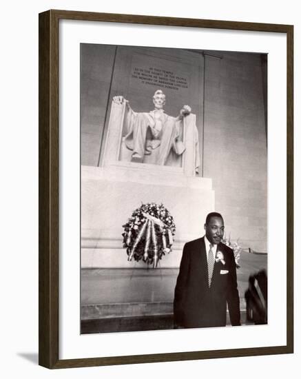 Reverend Martin Luther King Jr. at Lincoln Memorial-Paul Schutzer-Framed Premium Photographic Print