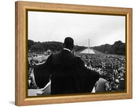 Reverend Martin Luther King Jr. Speaking at 'Prayer Pilgrimage for Freedom' at Lincoln Memorial-Paul Schutzer-Framed Premier Image Canvas