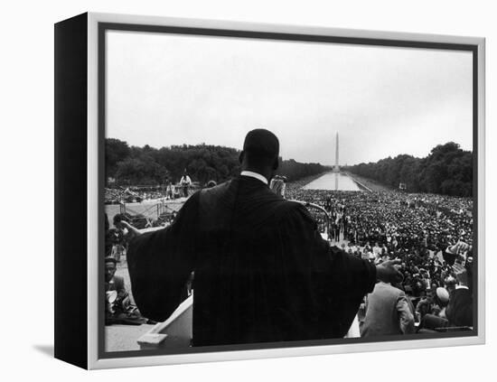 Reverend Martin Luther King Jr. Speaking at 'Prayer Pilgrimage for Freedom' at Lincoln Memorial-Paul Schutzer-Framed Premier Image Canvas