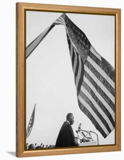 Reverend Martin Luther King Jr. Speaking at Prayer Pilgrimage for Freedom at Lincoln Memorial-Paul Schutzer-Framed Premier Image Canvas