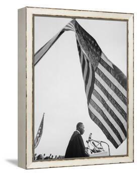 Reverend Martin Luther King Jr. Speaking at Prayer Pilgrimage for Freedom at Lincoln Memorial-Paul Schutzer-Framed Premier Image Canvas