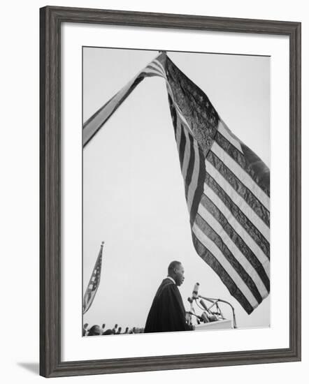 Reverend Martin Luther King Jr. Speaking at Prayer Pilgrimage for Freedom at Lincoln Memorial-Paul Schutzer-Framed Premium Photographic Print