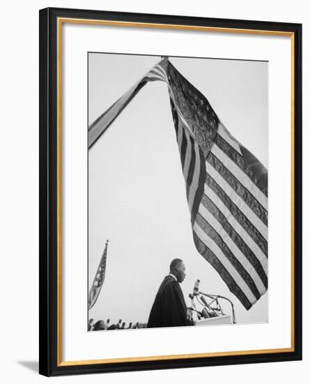 Reverend Martin Luther King Jr. Speaking at Prayer Pilgrimage for Freedom at Lincoln Memorial-Paul Schutzer-Framed Premium Photographic Print