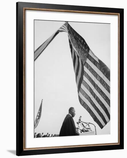 Reverend Martin Luther King Jr. Speaking at Prayer Pilgrimage for Freedom at Lincoln Memorial-Paul Schutzer-Framed Premium Photographic Print