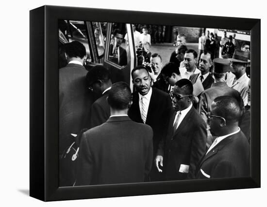 Reverend Martin Luther King Jr. with Freedom Riders Boarding Bus for Jackson-Paul Schutzer-Framed Premier Image Canvas