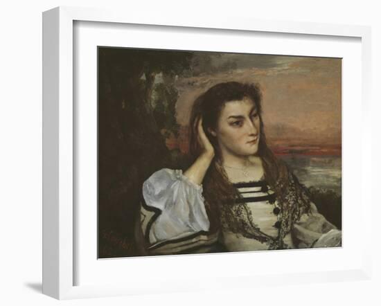 Rêverie (Portrait of Gabrielle Borreau), 1862-Gustave Courbet-Framed Giclee Print