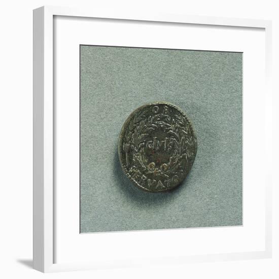 Reverse with Sestertius of Emperor Augustus-null-Framed Giclee Print