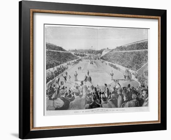 Revival of the Olympic Games in Athens: Loues Winning the Race from Marathon, 10th April 1896-null-Framed Giclee Print