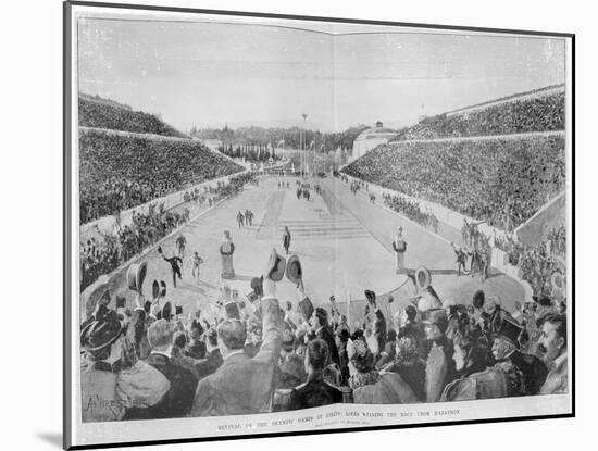 Revival of the Olympic Games in Athens: Loues Winning the Race from Marathon, 10th April 1896-null-Mounted Giclee Print