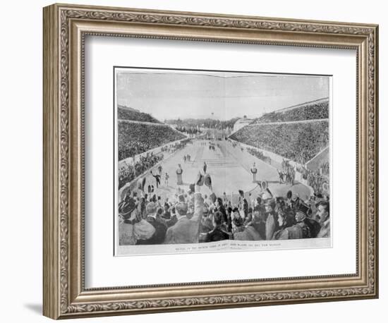 Revival of the Olympic Games in Athens: Loues Winning the Race from Marathon, 10th April 1896-null-Framed Giclee Print