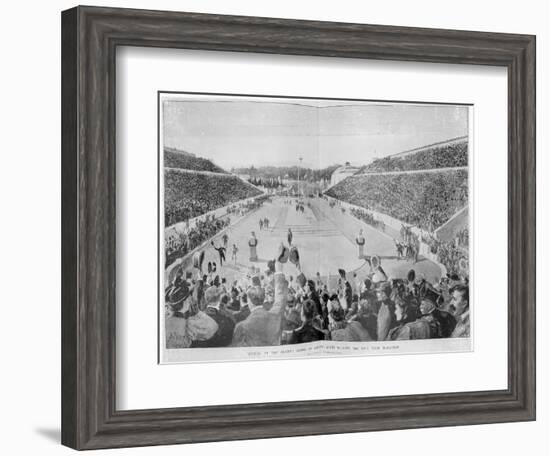 Revival of the Olympic Games in Athens: Loues Winning the Race from Marathon, 10th April 1896-null-Framed Giclee Print