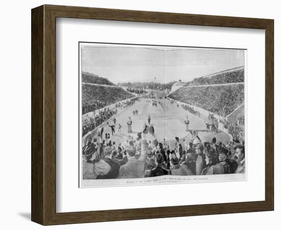 Revival of the Olympic Games in Athens: Loues Winning the Race from Marathon, 10th April 1896-null-Framed Giclee Print