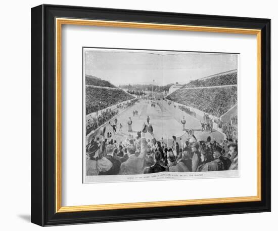 Revival of the Olympic Games in Athens: Loues Winning the Race from Marathon, 10th April 1896-null-Framed Giclee Print