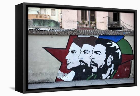 Revolutionary Mural Painted on Wall, Havana Centro, Havana, Cuba, West Indies, Central America-Lee Frost-Framed Premier Image Canvas