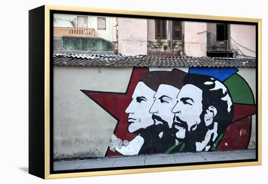 Revolutionary Mural Painted on Wall, Havana Centro, Havana, Cuba, West Indies, Central America-Lee Frost-Framed Premier Image Canvas