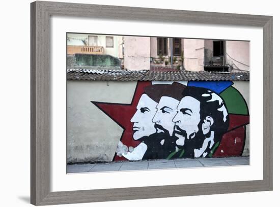 Revolutionary Mural Painted on Wall, Havana Centro, Havana, Cuba, West Indies, Central America-Lee Frost-Framed Photographic Print