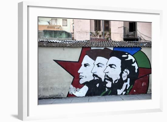 Revolutionary Mural Painted on Wall, Havana Centro, Havana, Cuba, West Indies, Central America-Lee Frost-Framed Photographic Print