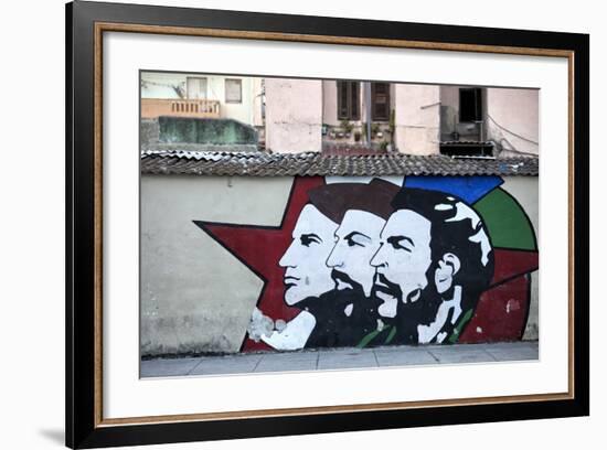 Revolutionary Mural Painted on Wall, Havana Centro, Havana, Cuba, West Indies, Central America-Lee Frost-Framed Photographic Print