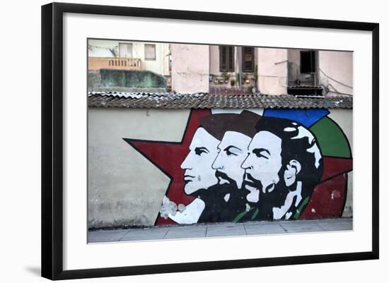 Revolutionary Mural Painted on Wall, Havana Centro, Havana, Cuba, West Indies, Central America-Lee Frost-Framed Photographic Print