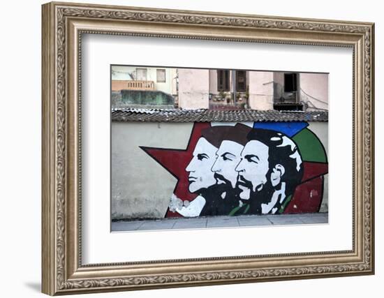 Revolutionary Mural Painted on Wall, Havana Centro, Havana, Cuba, West Indies, Central America-Lee Frost-Framed Photographic Print