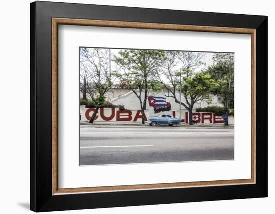 Revolutionary Sign on Calle 23, Vedado, Havana, Cuba-Jon Arnold-Framed Photographic Print