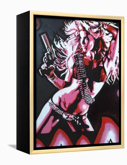 Revolver Girl 1-Abstract Graffiti-Framed Premier Image Canvas