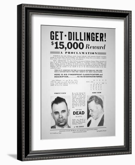 Reward Poster for John Dillinger, 1933-null-Framed Giclee Print