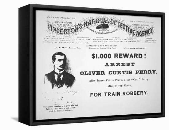 Reward Poster for the Arrest of Oliver Perry Issued by Pinkerton's National Detective Agency, 1891-American-Framed Premier Image Canvas