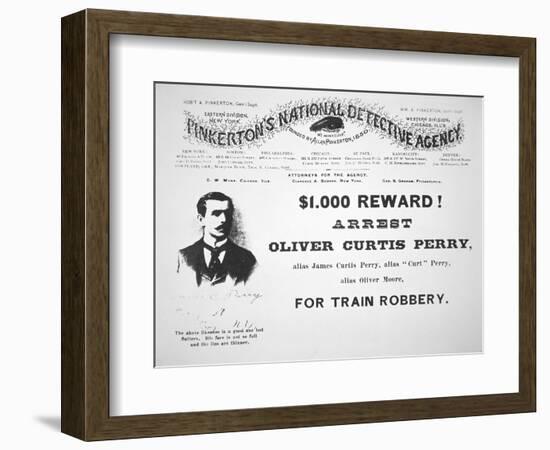 Reward Poster for the Arrest of Oliver Perry Issued by Pinkerton's National Detective Agency, 1891-American-Framed Giclee Print