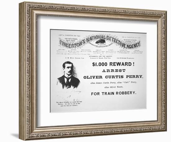 Reward Poster for the Arrest of Oliver Perry Issued by Pinkerton's National Detective Agency, 1891-American-Framed Premium Giclee Print