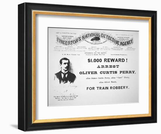 Reward Poster for the Arrest of Oliver Perry Issued by Pinkerton's National Detective Agency, 1891-American-Framed Premium Giclee Print