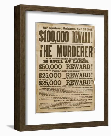 Reward Poster of Lincoln Assassins-null-Framed Premium Giclee Print