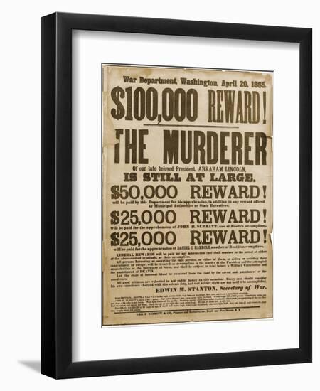 Reward Poster of Lincoln Assassins-null-Framed Premium Giclee Print